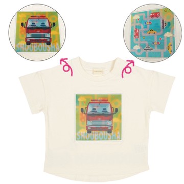 akachan honpo - 短袖T恤-變幻圖案-白色