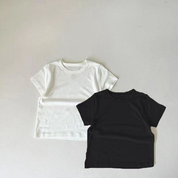現貨秒發🚀棉男女童裝純色短袖夏季兒童洋氣小童薄款上衣服T恤GW1U