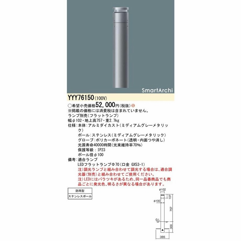 Yyy パナソニック Ledローポールライト 地上高757 全周配光タイプ 電球色 ランプ別売 通販 Lineポイント最大0 5 Get Lineショッピング