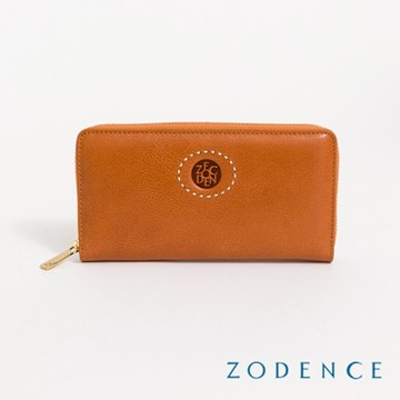 ZODENCE HAN義大利植鞣革時尚拉鍊長夾-經典駝