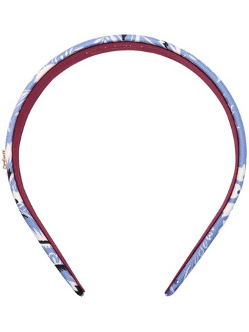 ETRO - logo-plaque silk hairband - women - Silk - One Size - Blue
