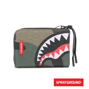 SPRAYGROUND-迷彩叢林壓紋鋸齒鯊零錢包-迷彩