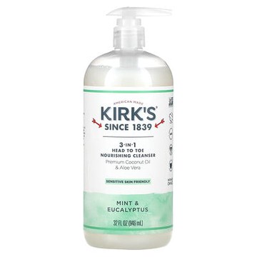 Kirk's, 3 合 1 全身滋養清潔乳，薄荷和桉樹香，32 液量盎司（946 毫升）