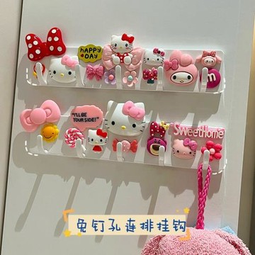 可愛掛鉤無痕粘膠浴室衛生間免打孔門后強力承重連排衣服粘鉤壁掛