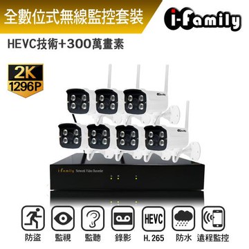 I-Family 兩年保固 三百萬畫素攝影機 16路式 無線監視監控系統 一機七鏡頭 免設定隨插即用