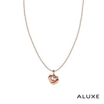 【ALUXE 亞立詩】迪士尼 10K金 沉睡玫瑰  鑽石 玫瑰金 造型項鍊 睡美人