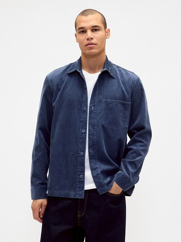 男裝 翻領長袖牛仔襯衫-藍色