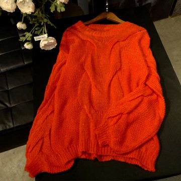 2024秋冬新品chic女神純色絞花柔軟鏤空名媛風韓版寬松優雅薄毛衣