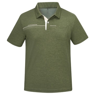 男款循環酷涼節能抑菌短袖POLO衫(A1PS2510MC麻花軍綠/涼感透氣/抑菌抗臭/快乾排汗/抗紫外線)