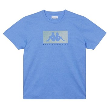 KAPPA義大利時尚吸濕排汗中性短袖圓領衫 香草藍 33258JW131