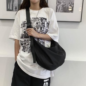 女包新款尼龍大容量包黑色夏季背包斜挎包餃子包百搭馬卡龍大挎包