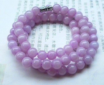翡翠紫羅蘭項鏈緬甸老坑翡翠紫羅蘭項鏈珠鏈8mm單條多圈手鏈