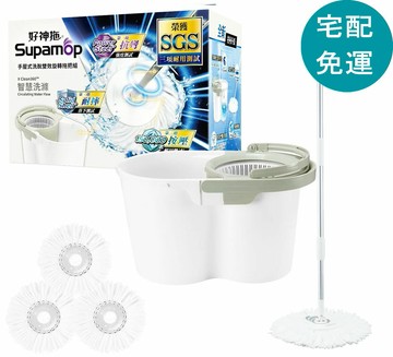[COSCO代購6] D220232 好神拖 環保手壓式洗脫雙效旋轉拖把組 附替換布盤 3入