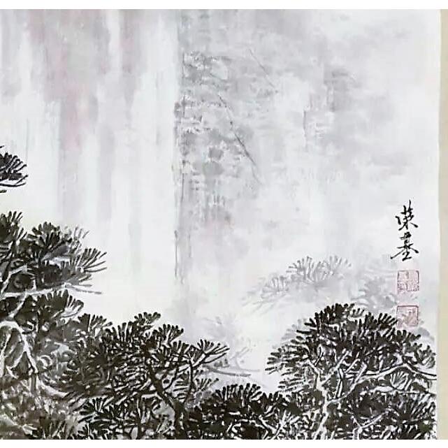 肉筆水墨画　山水画　no26　傅栄基作　インテリアの小物　絵画