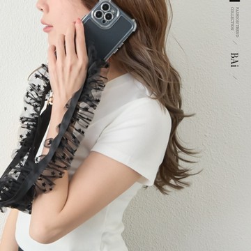 BAi白媽媽 星星網紗斜背帶／花邊手機掛繩－【356124】