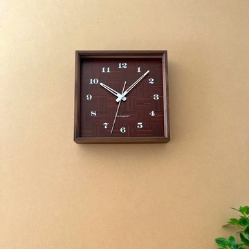 Muku square clock 4 核桃木 木紋錶盤 (km-144WA) 掛鐘 日本製造