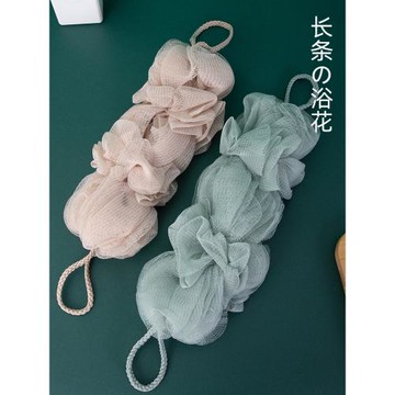 長條式浴花高檔不散超柔軟沐浴球洗澡拉背條起泡搓澡巾擦后背神器