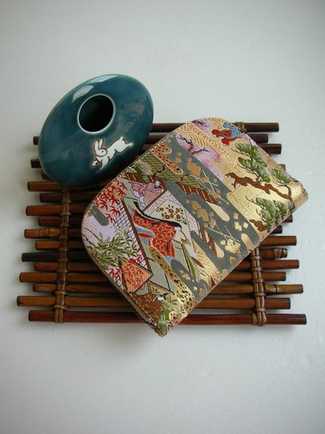 京西陣金襴錦織【源氏物語-春郊.遊】-短夾/皮夾/