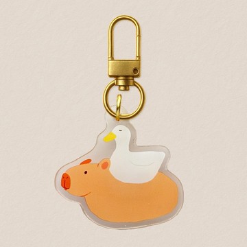 壓克力吊飾-鴨子水豚疊疊樂 40mm寫實風格插畫