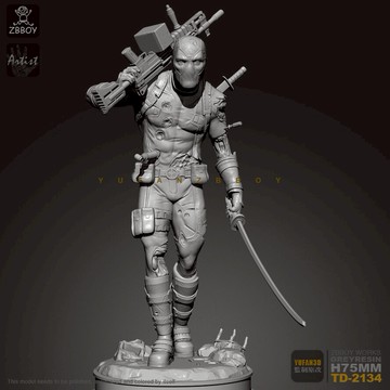 75mM YUFAN監制 死侍歸來 樹脂兵人白模 TD-2134