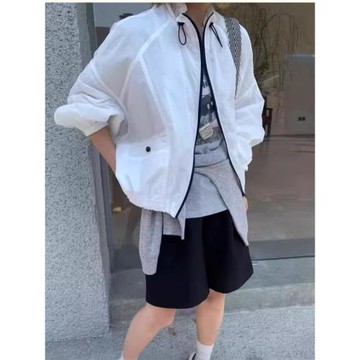 韓版防曬衣UPF50+原紗型青年防嗮上衣夏季寬松長袖立領薄款外套