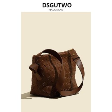 DSGUTWO 編織女包真皮大容量斜挎包單肩高級感質感通勤包2022新款