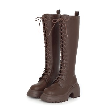 D+AF 女團風輕量厚底綁帶長靴