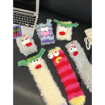 可愛搞怪毛絨襪子女生中筒襪冬季學生加絨加厚保暖地板睡眠襪長襪