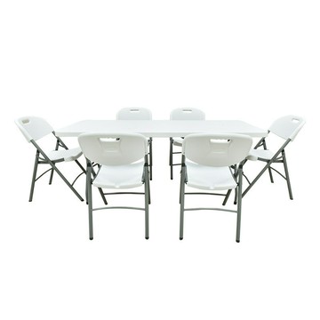 折疊桌子擺攤桌簡易餐桌宴會桌折疊桌家用電腦書桌白色塑料長桌[DD030109]