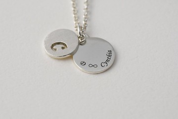 【刻字】雙層質感大小圓片項鍊 | 925純銀 字母 手作銀飾 情人禮