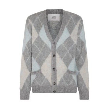 Ami Paris - Multicolour Mohair Blend Check Cardigan