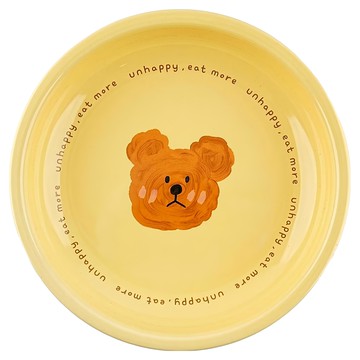 沐慕家居 陶瓷防滑餐具臭臉熊盤子 2個  19.6 x 19.6 x 3.4cm  混合色  1盒