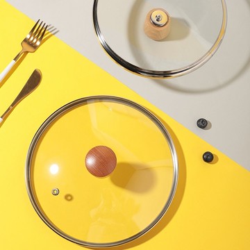 海鮮鍋火鍋奶鍋湯鍋厚鍋蓋炒菜平底鋼化玻璃不銹鋼蓋16/18/20/22