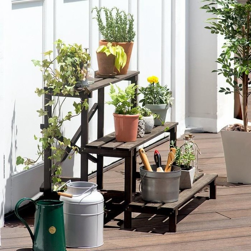 フラワースタンド 花台 屋外 3段 木製 おしゃれ ガーデニング