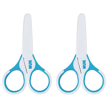 NUK 寶寶安全剪刀  圓頭設計  防滑手柄  附保護蓋  2支  藍色