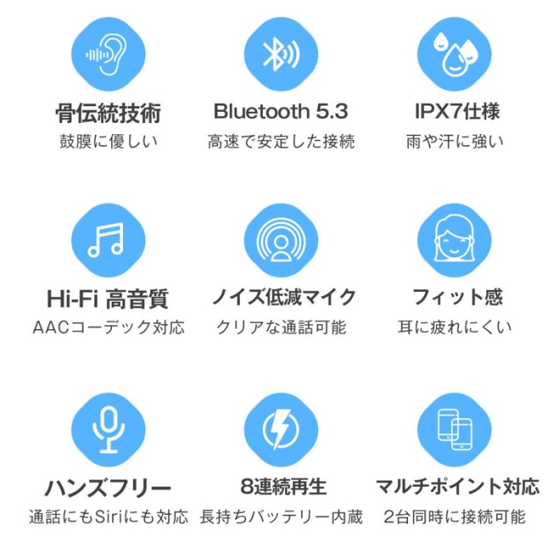 Bluetooth5.3 最新型 骨伝導イヤホン 超軽量 ワイヤレスイヤホン 耳