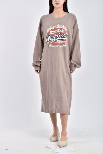 加購優惠(F) coxoversize 落肩棕色洋裝