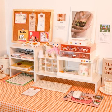 電腦顯示器增高架屏幕ins桌面收納盒筆記本支架子木質整理置物架