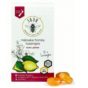 1839蜂膠麥蘆卡蜂蜜潤喉糖-檸檬味4.5公克×12顆/盒 特惠中