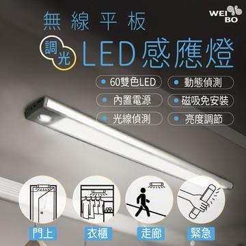 weibo無線led自動平板調光感應燈-60顆雙色led燈  通過優良防災商品標章認證