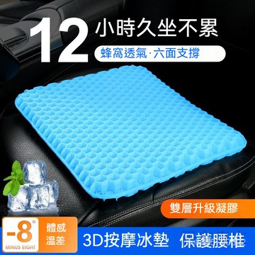 台灣出貨 汽車座墊 水感坐墊 凝膠 冰涼墊 座墊 蜂巢式減壓 夏季涼墊 軟屁墊 久坐蜂窩凝膠坐墊 四季通用夏天冰涼車墊厚
