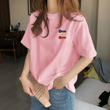 台灣出貨 夏季短袖女 純棉短袖女 t恤女 正肩短袖 設計感短袖 美式短袖 短袖女 夏季女裝 韓版短袖 寬鬆百搭上衣