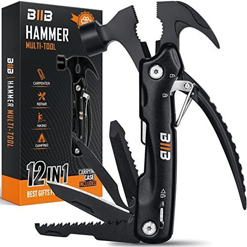 BIIB Stocking Stuffers Gifts for Men, 12 in Hammer Multitool, Camping Acc