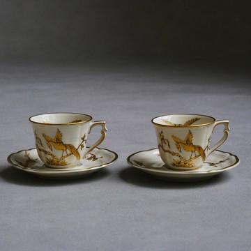 稀有【BERNARDAUD】法國製 / 復古 / 伊莉莎白女王訪法紀念款 德米塔斯杯盤組