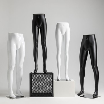 可開票 快速出貨 服裝店黑白褲子模特道具男女櫥窗假人偶下半身腿模亮光褲模展示架S