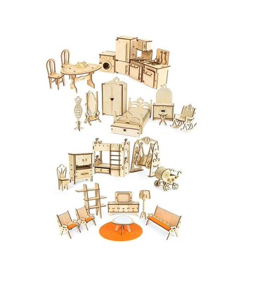 比例 1:24 木製娃娃屋家具 |免費送貨 |拼圖縮影