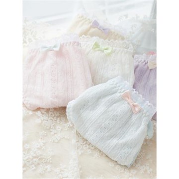 日系新款純棉泡泡蕾絲蝴蝶結三角褲大碼全棉女士內褲舒適3條包郵