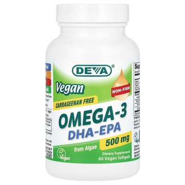 Deva, 全素歐米伽-3，DHA-EPA，500 毫克，60 粒全食膠囊