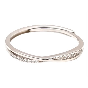 滿天星星點鑽交織線條可調節戒指 925純銀 SL774  1.8cm  銀色