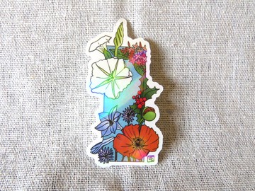 字母I - 極光花卉植物字母防水貼紙